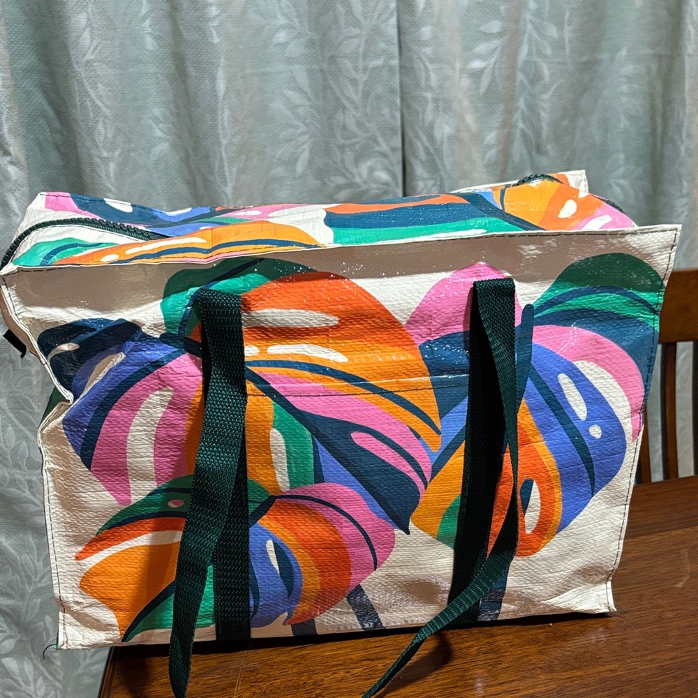 BlueQ Large Colorful Tropical Leaf Tote Bag - Multicolor - Recycled